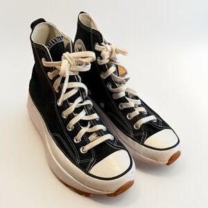 Converse Run Star Hike Platform Sneakers Womens 9 Black White Gum Chunky